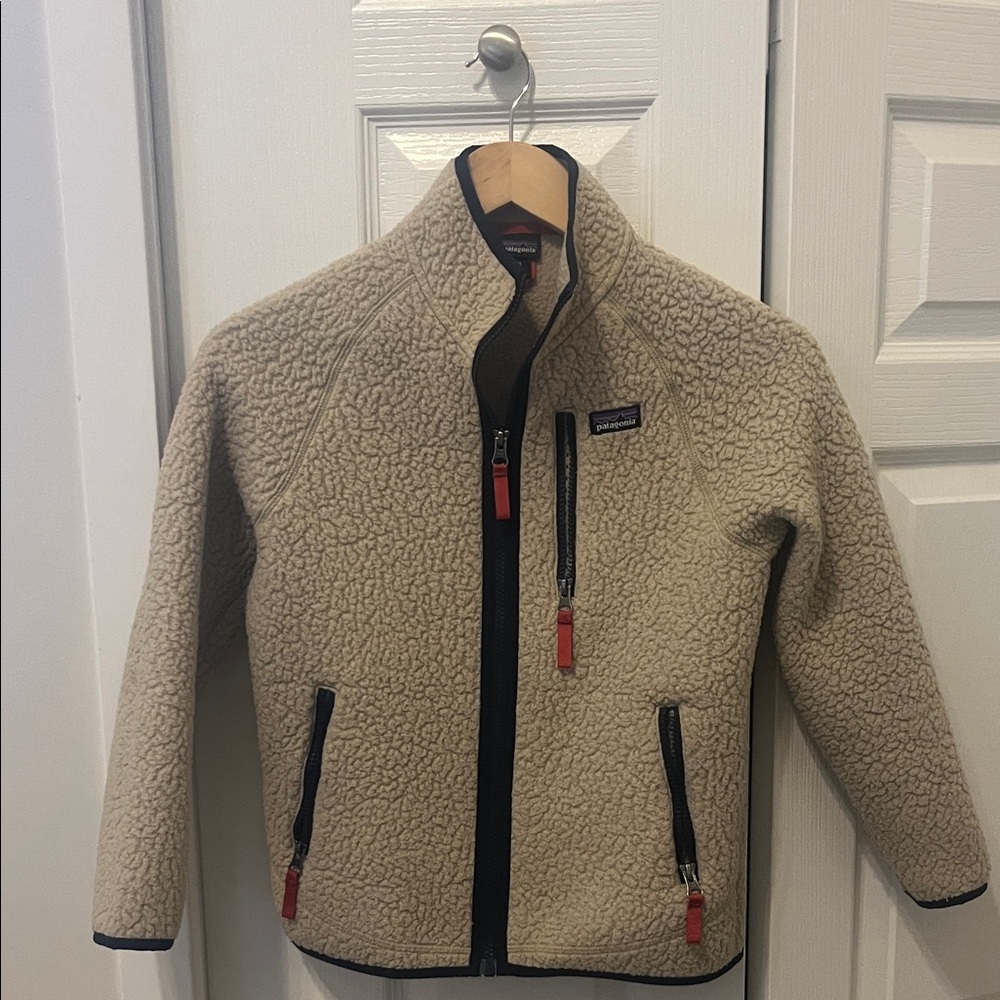 Patagonia Kids Tan Sherpa Zip Up